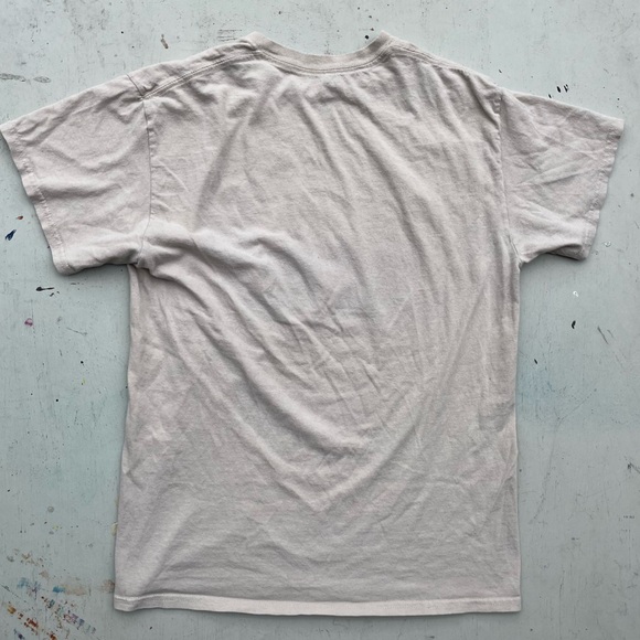 Men's Death Row Records Beige Spell-Out Logo T-Shirt M Crew Cotton 90s Rap LBC - Picture 8 of 13